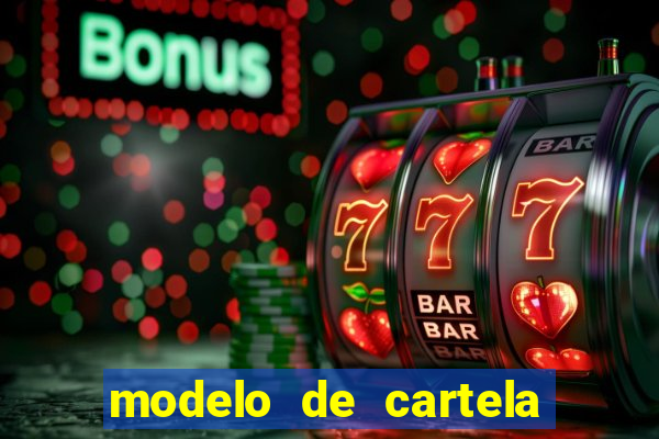 modelo de cartela de bingo em branco